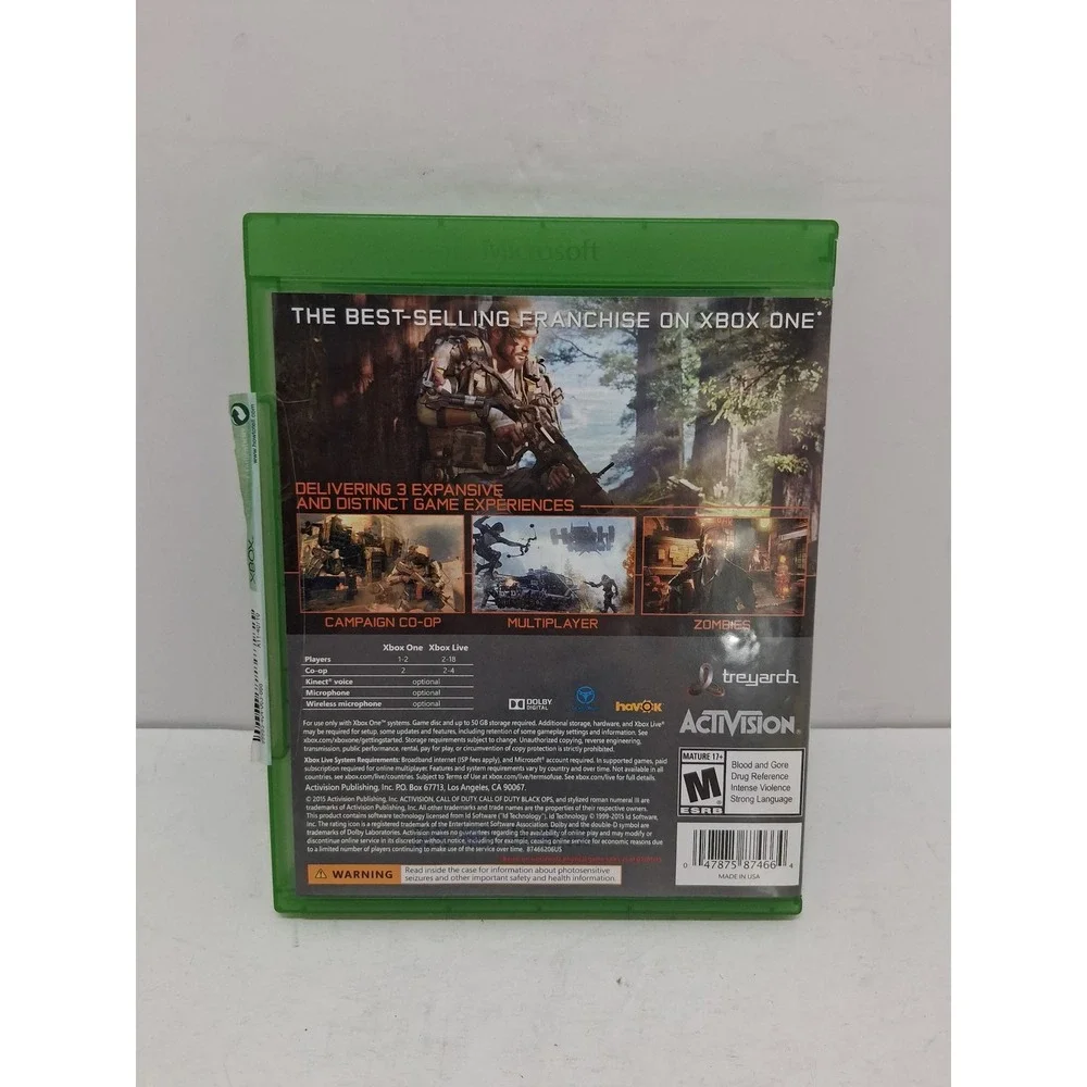 Call of Duty Black Ops III Xbox One Activision 2015 Video Game with Nuk3town Map